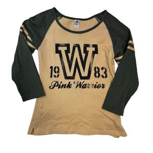 Green and Tan pink warrior long sleeve top